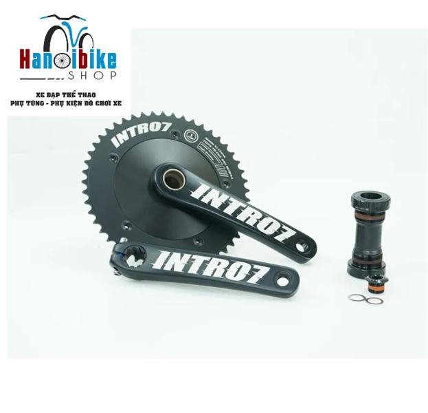 Đùi đĩa xe đạp Fixed Gear INTRO7 48T màu đen đĩa đặc kèm BB Đạp Xe Đạp Sport