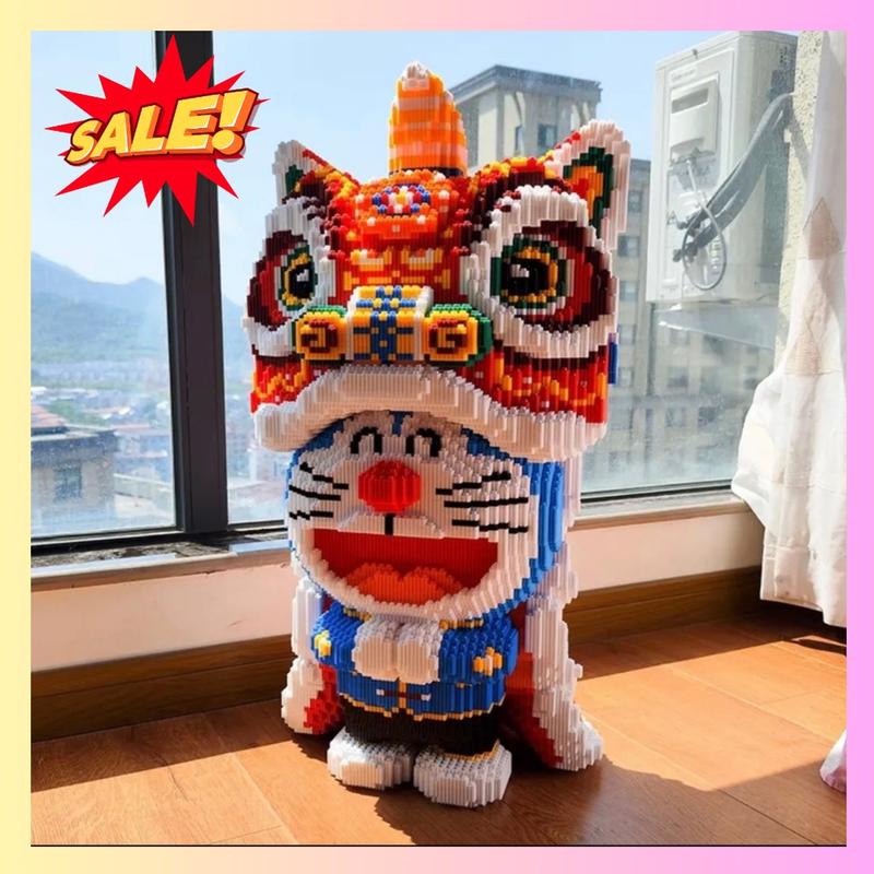 (Tặng Búa + Đèn ) Mô Hình Lắp Ráp Doreamon Đầu Lân 53cm Doremon Đồ Chơi Bộ Lắp Ráp Tháo Lắp Bộ Lắp Ráp Xếp Hình Tháo Lắp
