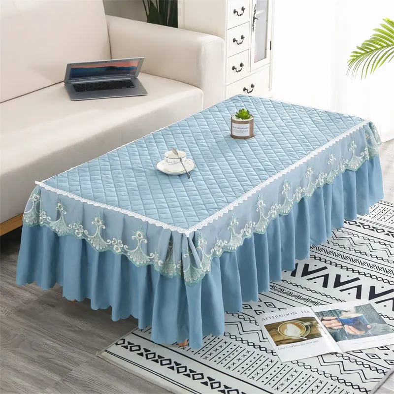 Lace Trim Skirted Coffee Table Cover Multi-Purpose Makeup Vanity Table Mat Dust Proof Anti-Scratch Table Cloth Wide Fit Size for Rectangular Square Coffee Tables Dressing Desks Ideal for Rental House Makeover Student Lace Trim Skirted Coffee Table Cover Multi-Purpose Makeup Vanity Table Mat Dust Proof Anti-Scratch Table Cloth Wide Fit Size for Rectangular Square Coffee Tables Dressing Desks Ideal for Rental House Makeover Student