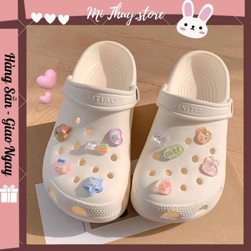 Chọn lùi 1 size Dép sục XXT đế thấp 3 cm basic phối sticker ngọt ngào SỤC STICKER MINI MÈO THẤP