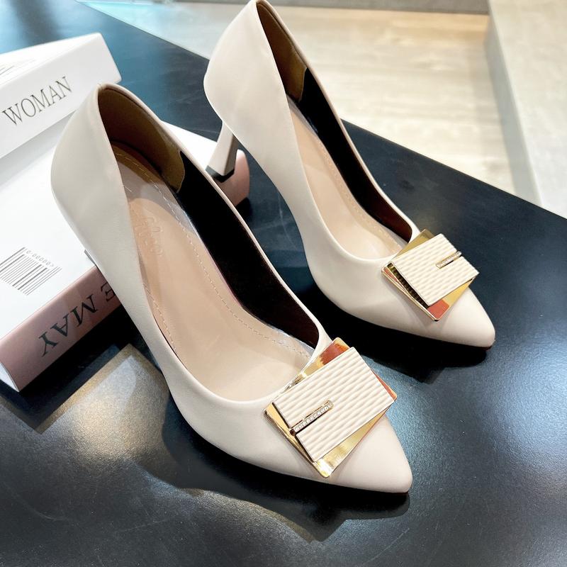 GIÀY CAO GÓT NỮ BÍT MŨI KHÓA VUÔNG ĐÍNH ĐÁ cao 7P XINH XẮN - Giày Bánh Bèo mã Caogot888 Nhung Shoes