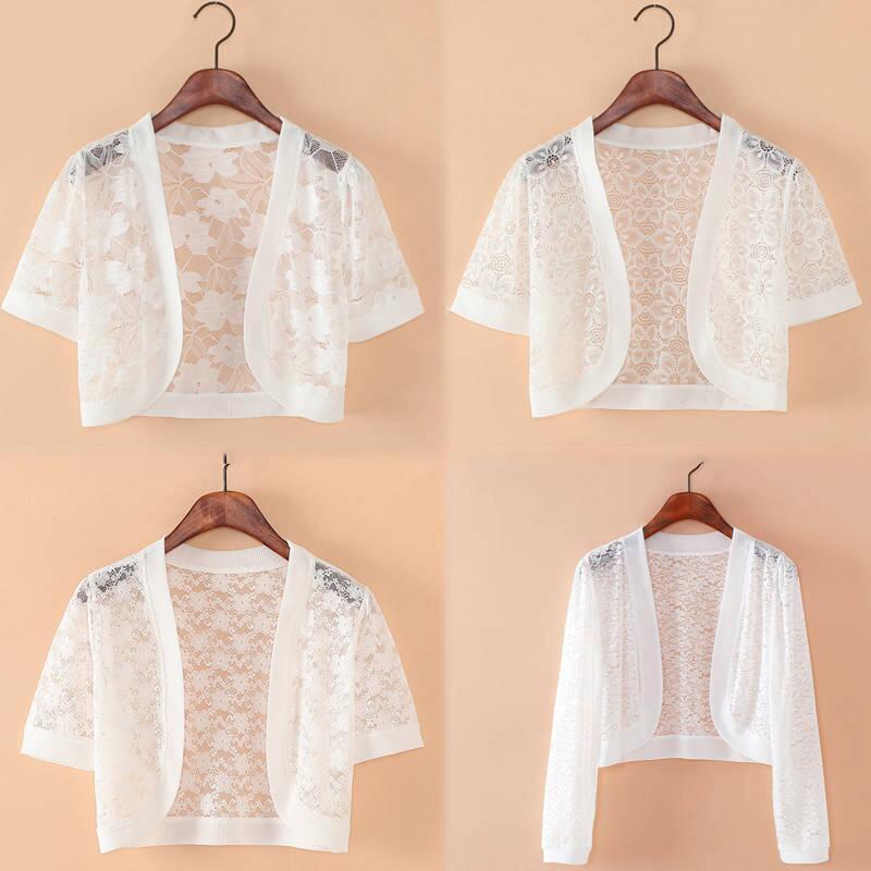 Product Introduction of Summer Versatile Short Sleeve Chiffon Small Cape Hollow Lace Cardigan Short Coat Sun Protection Clothing Thin Short Waistcoat for Women✨0819✨ 2