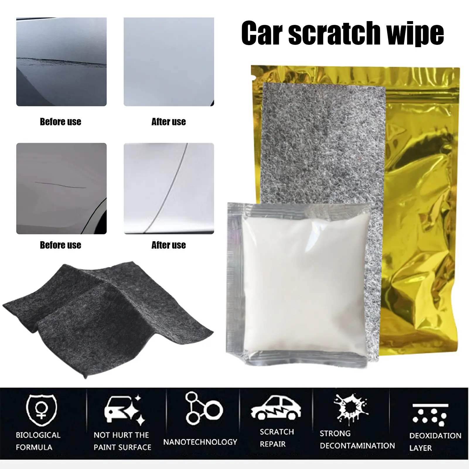 Car Scratch Remover Cloth Easily Repair Scratches Restore Bright Colors Decontamination Formula Car Scratch Wipe