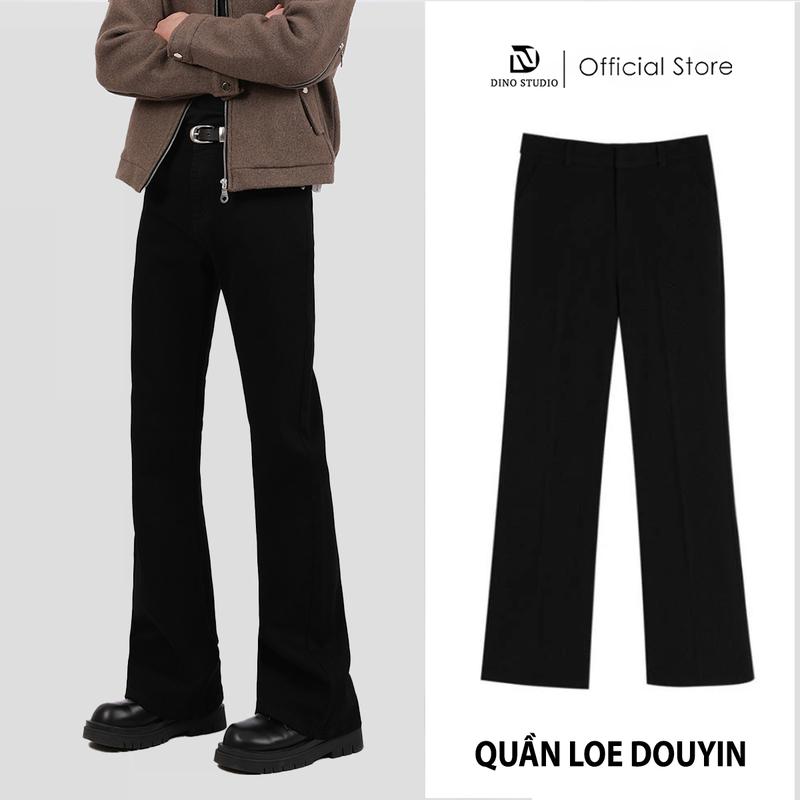 Quần Tây Ống Loe Nam Phong Cách Douyin Phủ Giày, Quần Âu Tôn Dáng Che Khuyết Điểm Chân Chất Liệu Vitex Cao Cấp Menswear Nhung