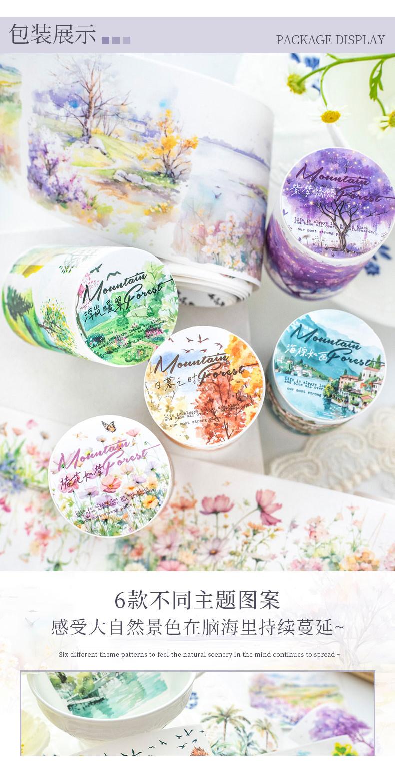 Product Introduction of Băng Dính Giấy Washi, Chủ Đề Rừng, 65mm * 2m, 38cm, Thích Hợp Để Trang Trí Chu Kỳ, Sổ Lưu Niệm Tự Làm, Sổ Lưu Niệm, Đồ Dùng Học Tập, Băng Dính Văn Phòng Phẩm Cắt Dán 14