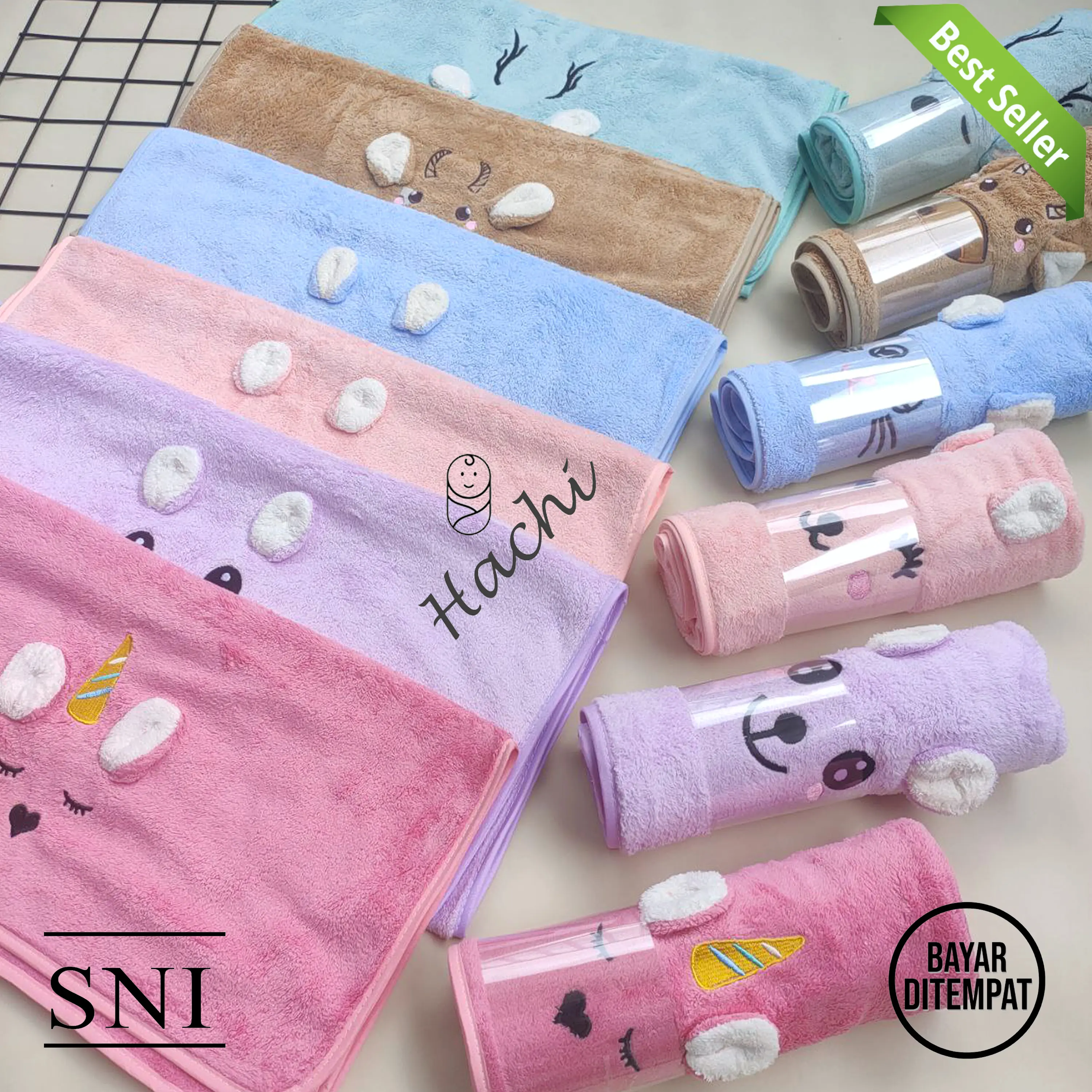HANDUK BAYI LEMBUT HANDUK KARAKTER ANAK BALITA COWOK CEWEK BAHAN MICROFIBER 100X50CM anak-anak souvenir
