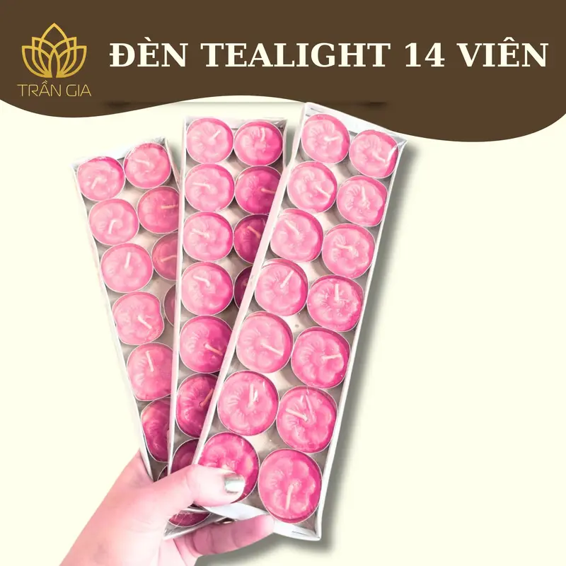 Vĩ 14 viên Nến tealight trang trí set cúng thôi nôi đầy tháng nhiều màu 1