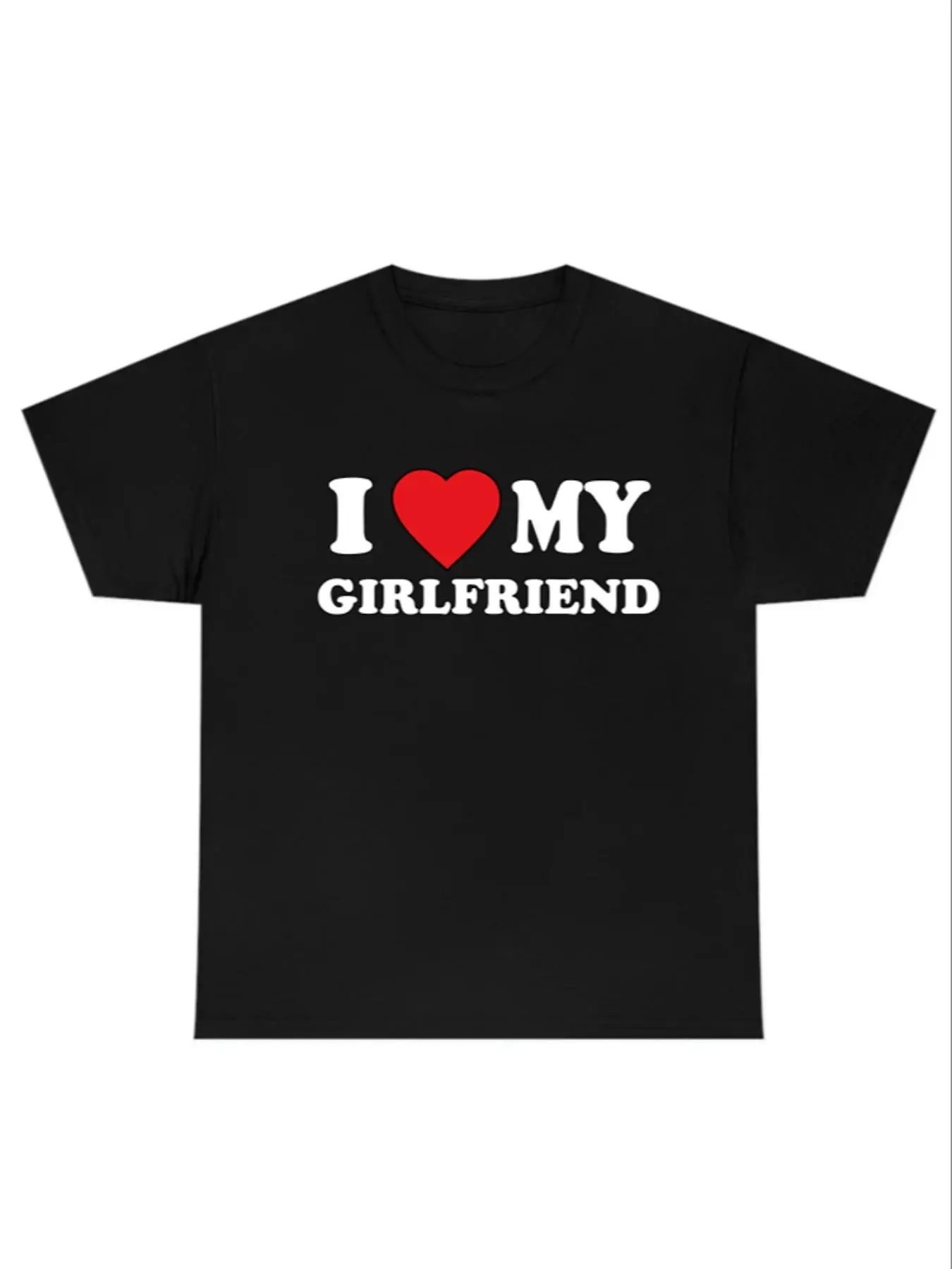 Men's Slogan & Heart Print Round Neck Tee, Summer Clothes Regular Fit Short Sleeve T-shirt, Knitting Top for Summer, Gift for Him, Graphic Tees, Streetwear T Shirt, Just Because Gifts for Him