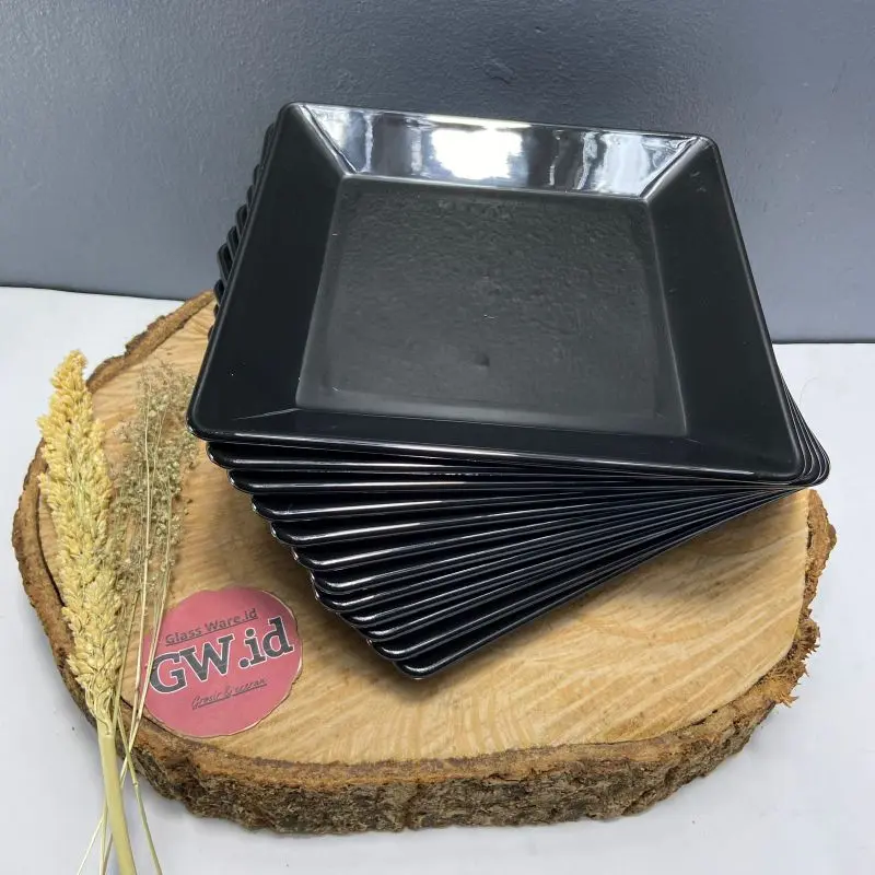 Glassware.id^_^(6 pcs / 1 lusin) - Piring Persegi Semi Melamin Dinnerware (20 cm), Piring Semi Melamin (No.88), Piring Saji Persegi, Piring Sajian Kotak, 0