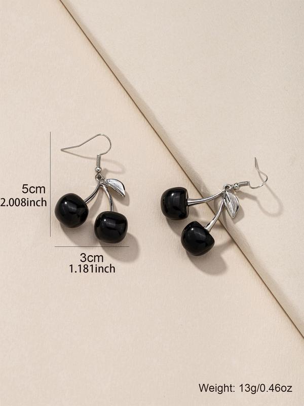 1 Pair Cherry Design Drop Earrings, Fashionable Vintage Earrings Jewelry for Women, Daily Use 1