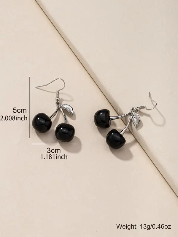 1 Pair Cherry Design Drop Earrings, Fashionable Vintage Earrings Jewelry for Women, Daily Use 1
