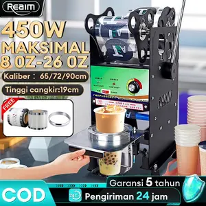REAIM Cup Sealer Mesin Press 8-26 Oz Original Mesin Cup Sealer [Semua Ukuran Cup] Mesin Press Gelas Plastik Sealing Machine Alat penutup minuman Mesin Segel Gelas Alat Pres Gelas Mesin Pres es teh jumbo Besi Vacuum - mesin