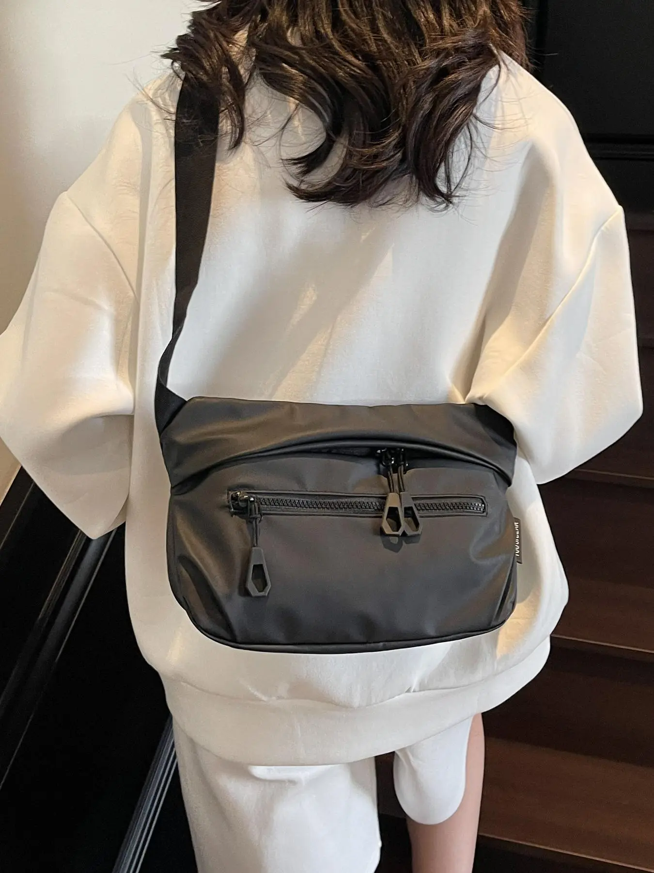 Casual Solid Color Sling Bag, Lightweight Large Capacity Crossbody Bag for Women & Men, Fashionable All-match Sling Bag for Daily Use
