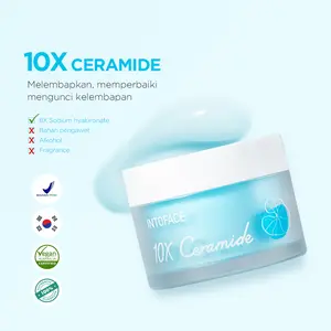INTOFACE 10X Ceramide Barrier Up Moisturize Cream Sensitive Skin Alcohol Free Hyaluronic Acid Hydrating Whitening Aging Mencerahkan Wajah Moisturizer