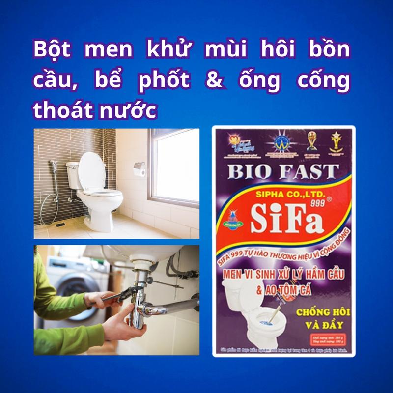  Bột khử mùi hôi bồn cầu bể phốt ống cống ống thoát nước Sifa 300gr - Men vi sinh SIFA 