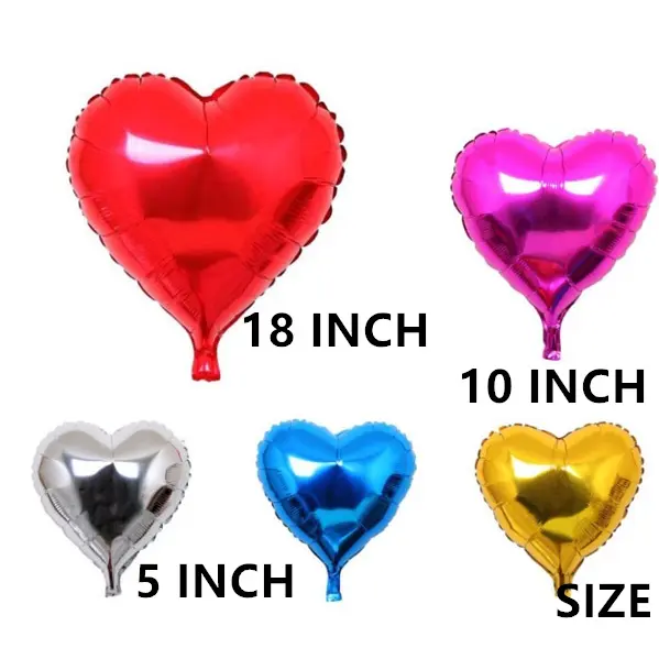 Bóng nhôm trái tim, ngôi sao size 10, 23, 45cm trang trí sinh nhật, tiệc cưới, phòng cưới 2