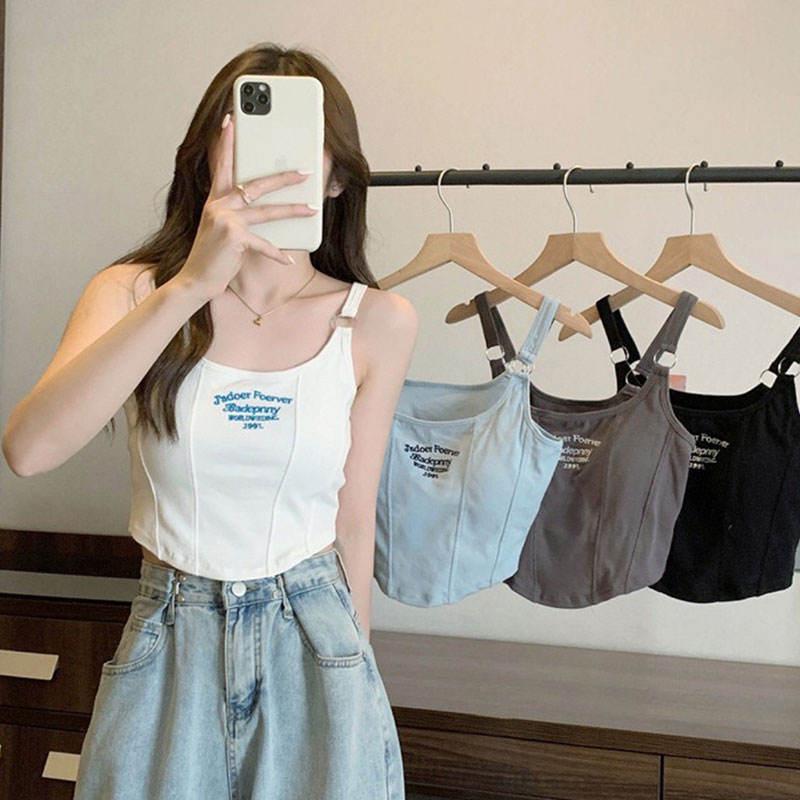 Product Introduction of Y2K Hot Girl Camisole With Chest Pad American Style Retro Cropped Top Vest Tank Top Womenswear Summer Women's Tops Sling 10