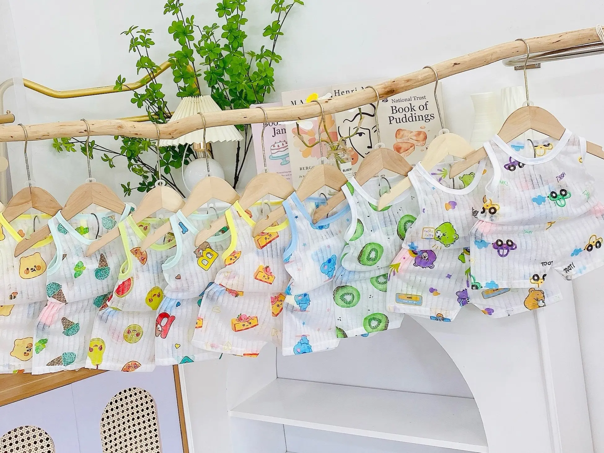Quần Áo Trẻ Em - Combo 5 Bộ ba Lỗ Cotton giấy (lấy ngẫu nhiên) Cho Bé Trai/Bé Gái 3-14kg. Chất Cotton Giấy Mềm Mát. Trẻ Sơ Sinh. Vải Cotton Sợi Tre