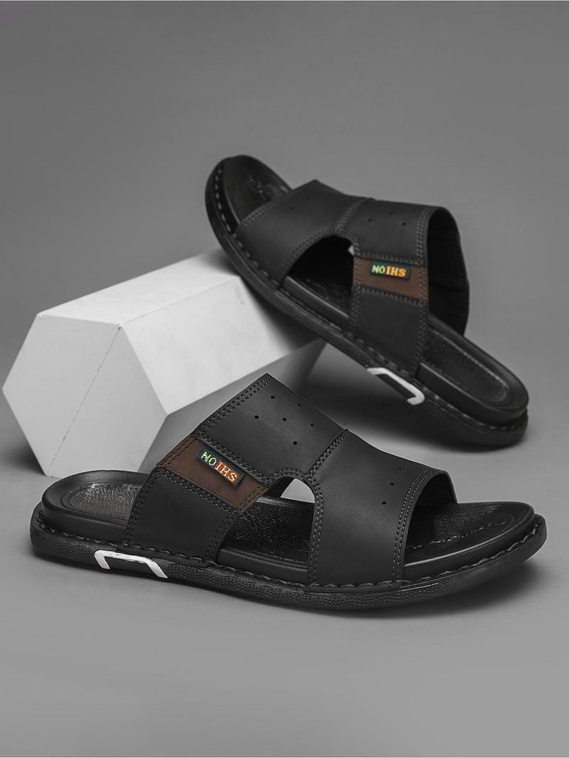 Product Introduction of Men's Casual Plain Color Slide Sandals, Fashionable Beach Slippers, Casual Comfortable Indoor Shoes for Summer, Footwear 2