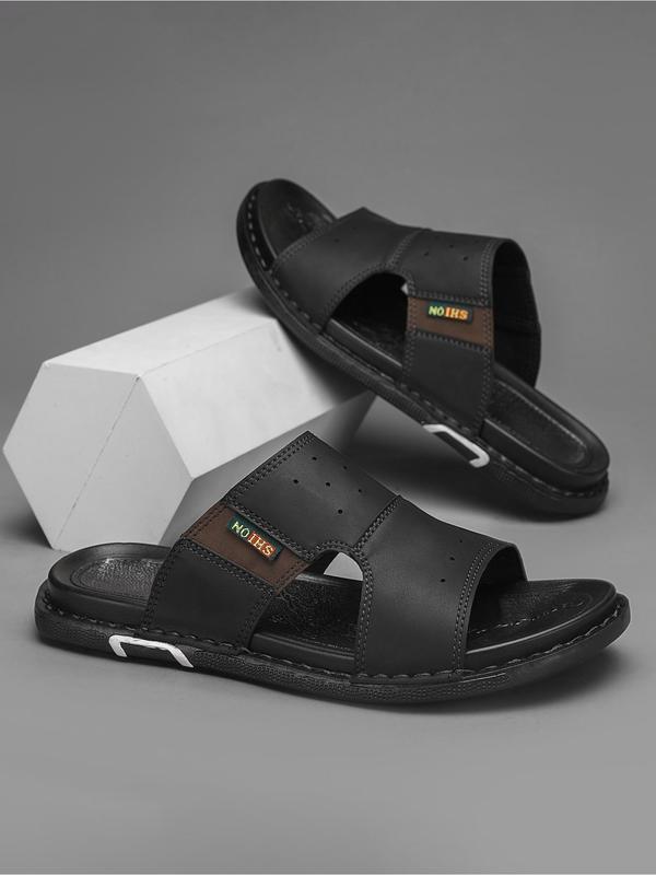 Men's Casual Plain Color Slide Sandals, Fashionable Beach Slippers, Casual Comfortable Indoor Shoes for Summer, Footwear 1