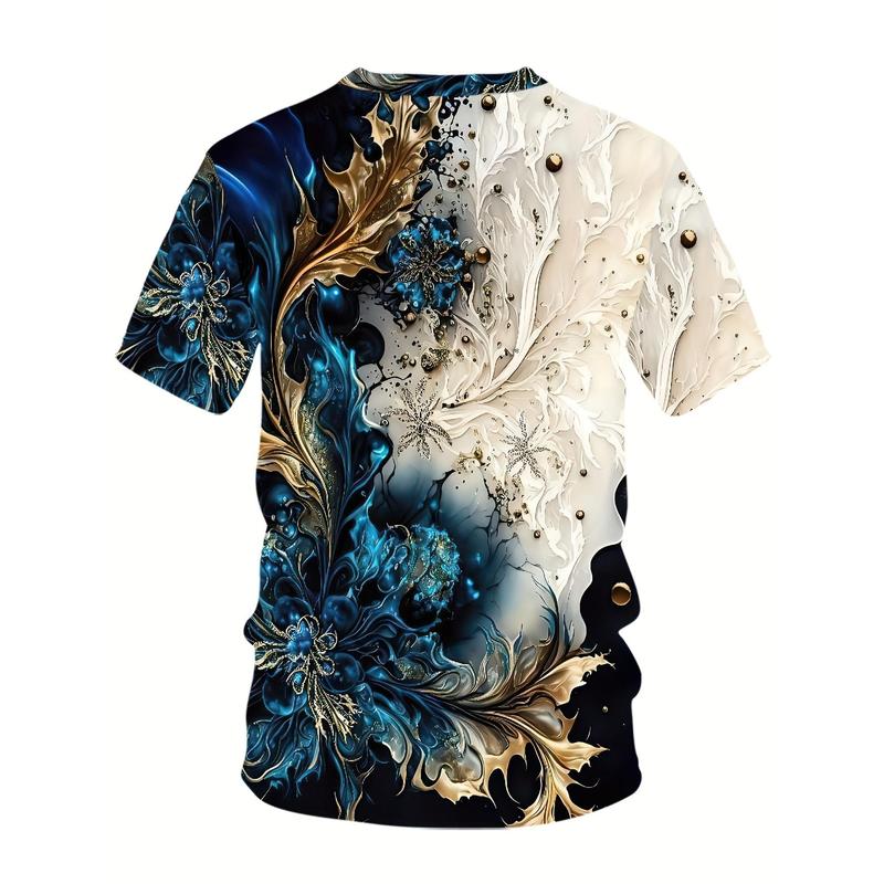 Áo Thun ngắn Tay In Hình San Hô Mơ Mộng Ngoại Cỡ Dành Cho Nam Giới, Họa Tiết 3D, Phong Cách Thường Ngày Làm Bằng Sợi Polyester, Áo Thun Cổ Thuyền Lựa Chọn Hoàn Hảo Cho Mùa Hè 3