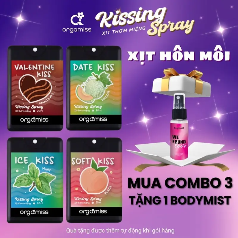 [MUA COMBO TẶNG Body Mist] Xịt Thơm Miệng Kissing Spray ORGAMISS Hương Trái Cây Kẹo Ngọt Thơm Mát Mùi Bạc Hà Dung Tích 20ml Xịt Miệng Cho Nam Nữ 0