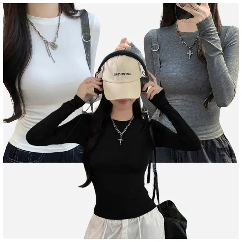 Combo 3 áo thun nữ CỔ TRÒN vải thun coton lụa mịn mát co giãn bốn chiều freesize - Top, Women 3