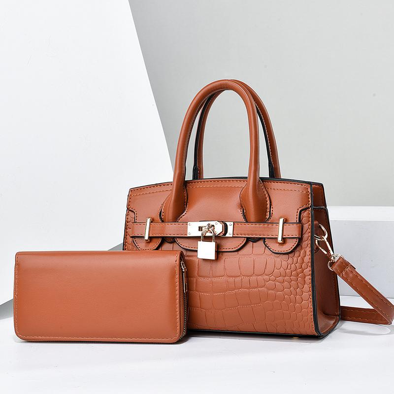Product Introduction of Factory Direct Sales Large Capacity Handbag Two-Piece Women's Bag High Sense Simple Fashion Messenger Bag Western Style All-Matching 7
