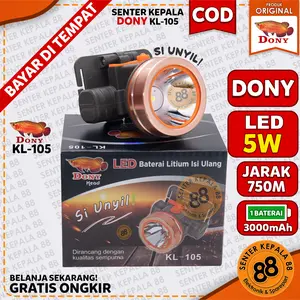 DONY Senter Kepala Dony KL 105 Si Unyil Siunyil Doni Cas Terang Jarak Jauh SUPER TERANG MURAH Sintar Dony Kepala SUPER TERANG ORIGINAL 105 kl-105 BERBURU GUNUNG MANCING ANTI AIR CAHAYA PUTIH CAHAYA KUNING LED CAS ULANG RECHARGEABLE CHARGE 3000mAH DOWNY