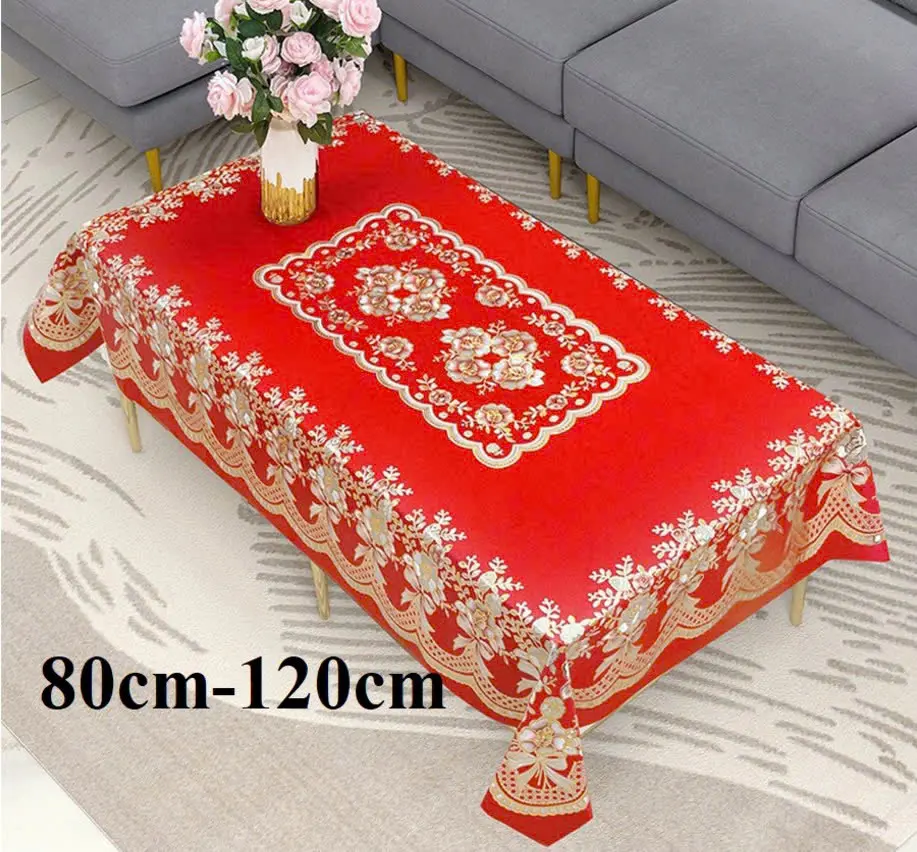 (80-120cm) Khăn trải bàn đỏ 3D sang trọng
