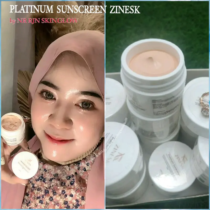 SUNCREEN ZINESK PLATINUM SEKALI OLES GLOWING - BPOM SUNSCREEN Wajah Facial Vitamin Mengencangkan Memutihkan Sunblock 0