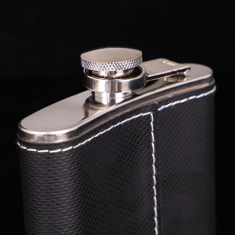 Drinkware 7oz Leather Cover Hip Flask Stainless Steel Unbreakable Whisky Flagon Durable Drop-resistant Liquor Pocket Winter 7