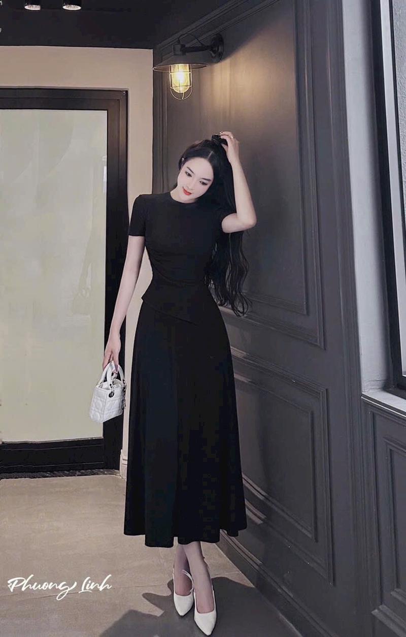 Product Introduction of Sét váy tăm lạnh tà chéo dáng dài đủ màu 3