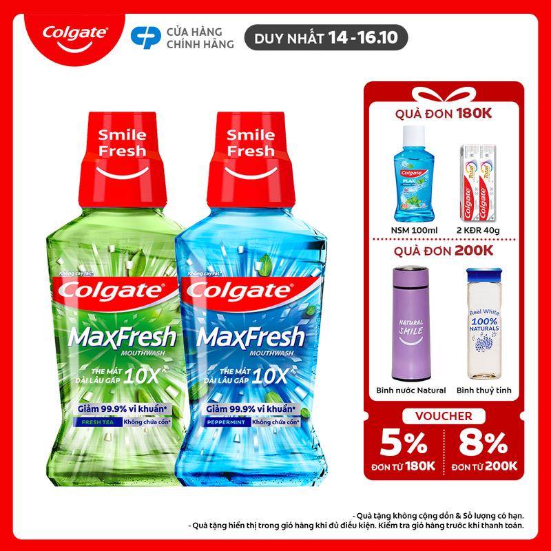 [Duy nhất 14-16.10] [MỚI] Nước súc miệng Colgate Maxfresh 250ML/chai the mát dài lâu gấp 10X - diệt 99,9% vi khuẩn