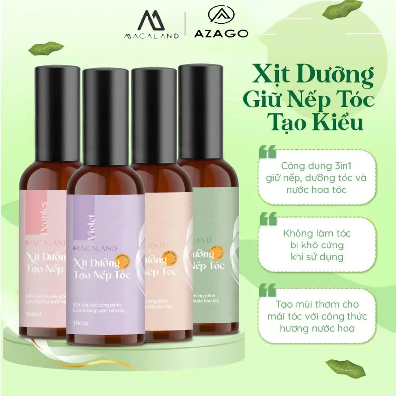 Xịt giữ nếp tạo kiểu và dưỡng tóc 3in1 100ml MACALAND hương nước hoa - MACALAND - Nutifood Bách Hóa Azago 0