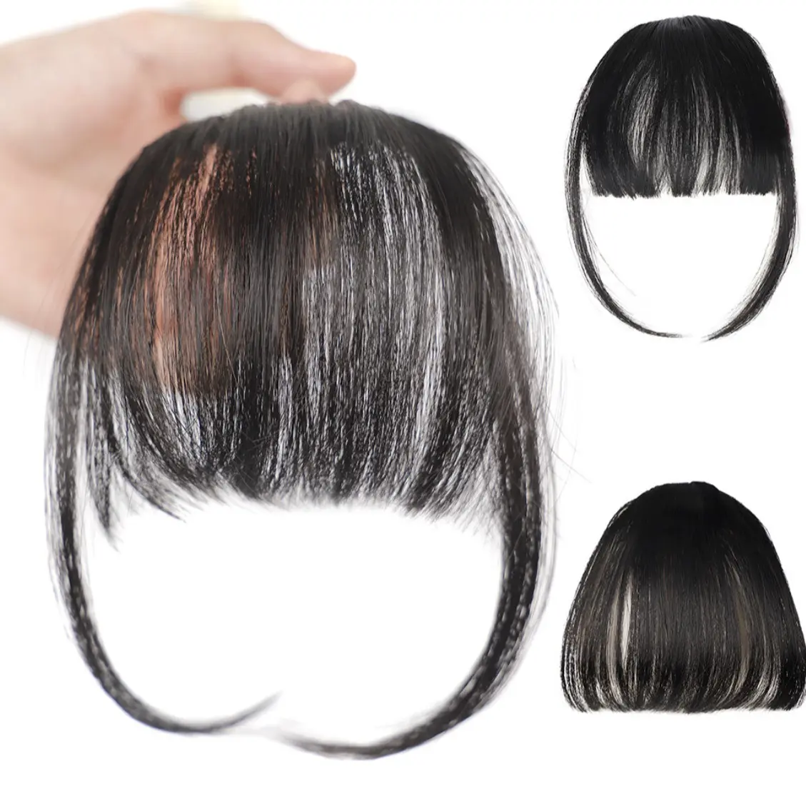Natural Forehead Seamless Real Hair Hairpiece Fake Bangs Fluffy Lightweight Air Bangs Full Real Hair - Fully Handwoven