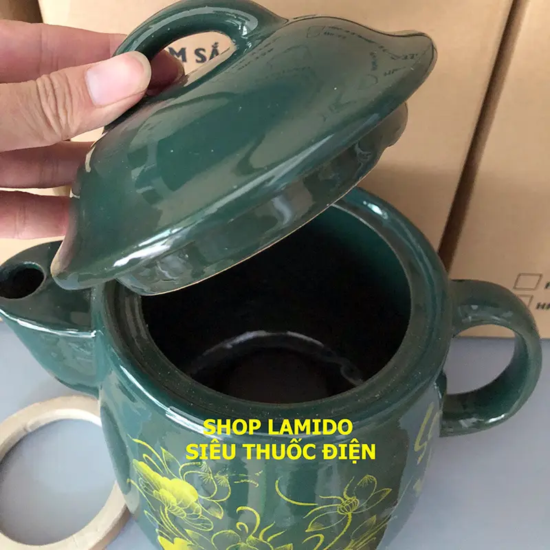 ấm sắc thuốc điện GỐM SỨ BÁT TRÀNG Fujishi 3.2 lít HK-33B - [ XANH LỤC] - siêu thuốc điện nấu tự động ngắt Ấm Siêu Tốc Ấm Đun 7