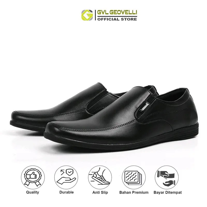Geovelli Gvl-1903 Sepatu Formal Pria Pantopel Hitam Kerja Kantoran Pantofel Shoes Fantofel 0