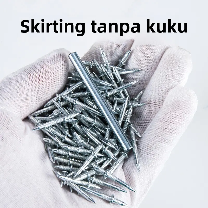 Kuku Halimunan dua hujung Garisan Skirting Kuku Tanpa Skru Venir Kayu Stud Tetap Elektroplating Anti Karat Pengembangan Kuku Tanduk Skru