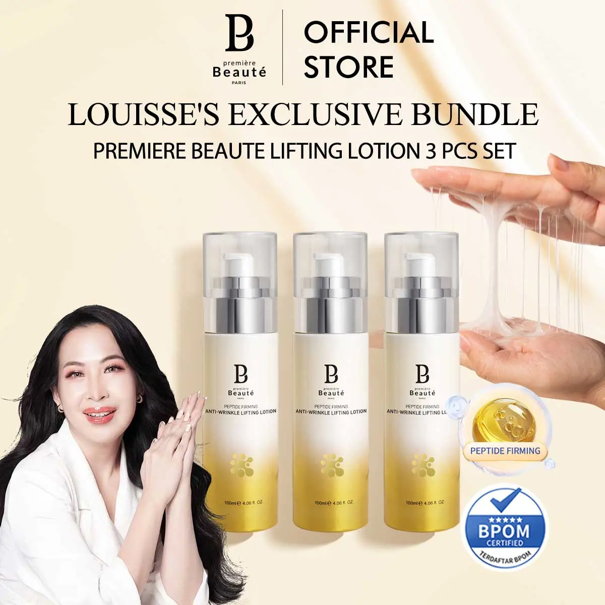 [Selvidjong's Bundle]  Premiere Beaute Peptide Firming Anti-Wrinkle Lifting Lotion 100ml 3PCs Set [BPOM]  Anti Wrinkle Fine Line [LIVE]