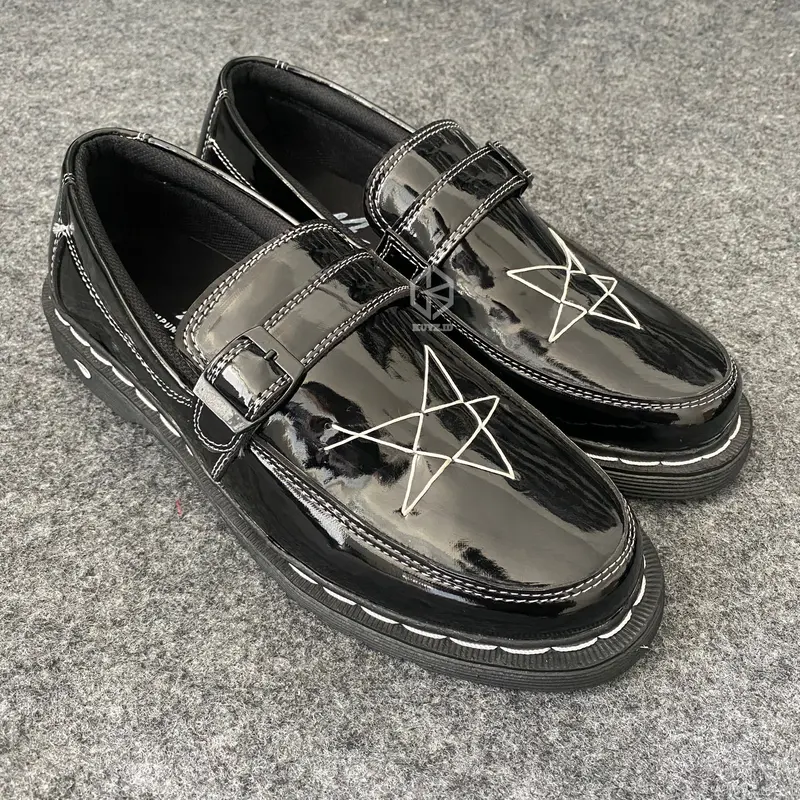 Sepatu Formal Loafers Pria Hitam Star Glossy | Sepatu Formal Casual Pria Keren | Sepatu Loafers Kerja Pria Kulit 0