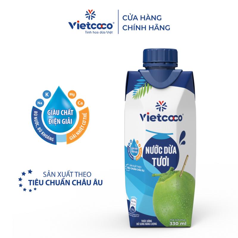Nước dừa tươi UHT VIETCOCO - Hộp giấy 330ml - nước dừa Bến Tre
