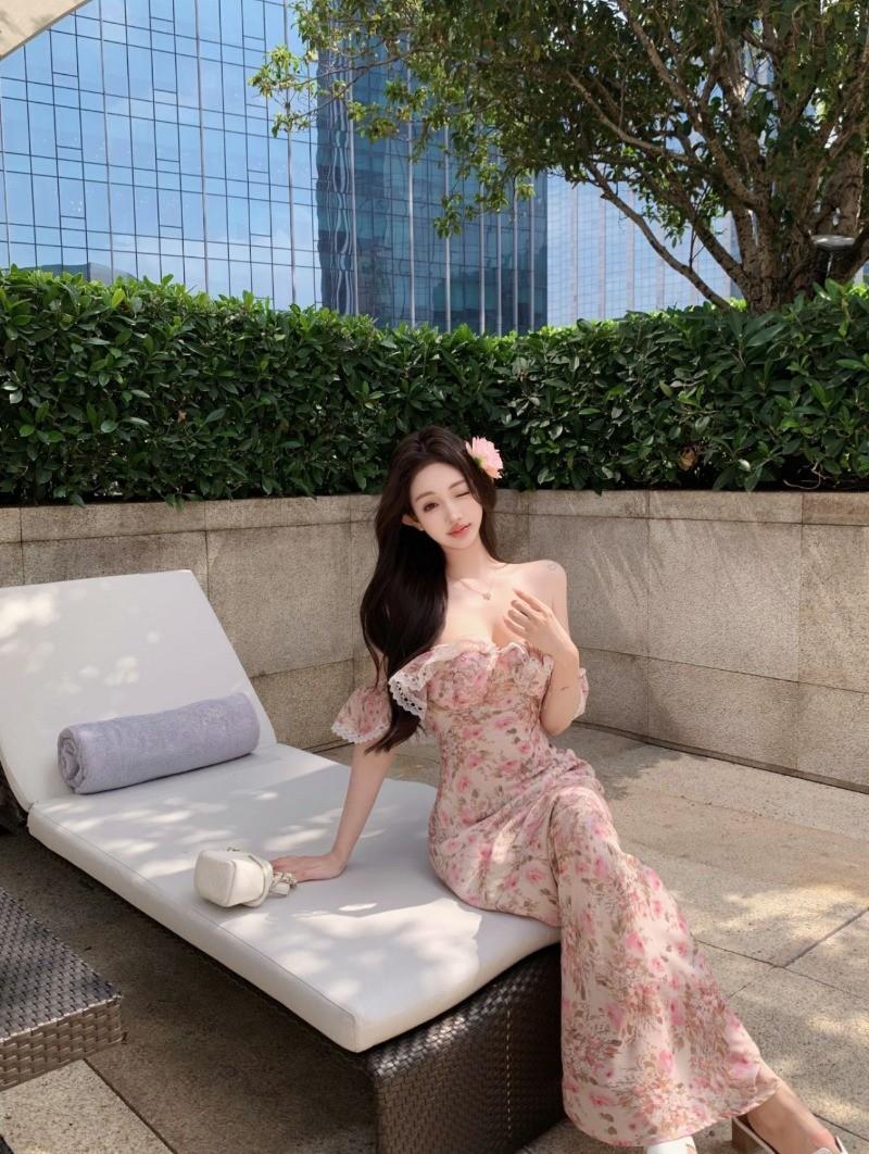 Product Introduction of Đầm Maxi Hoa, Thời Trang Mùa Hè, Thiết Kế Hở Lưng Gợi Cảm, Đầm Nữ Có Cổ Vai 17