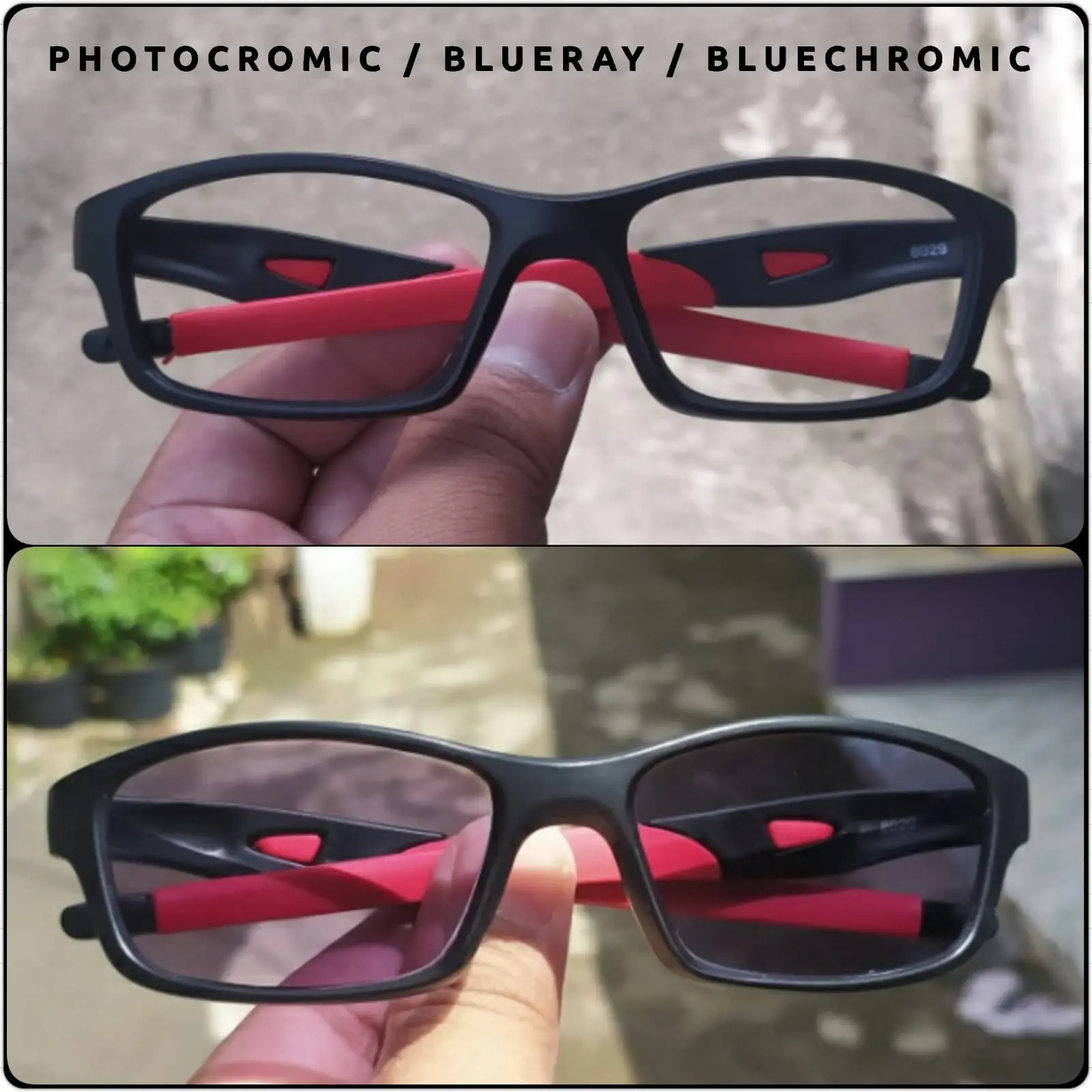 kacamata Frame sport doff Lensa Blueray Photocromic bluechromic murah