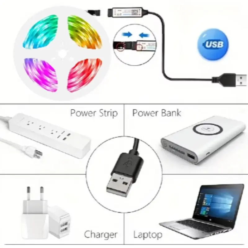 Smart LED Strip Light, 1 Count USB Powered LED Light Strip with APP & Remote Control, Decorative Light for Home Party Festival 2