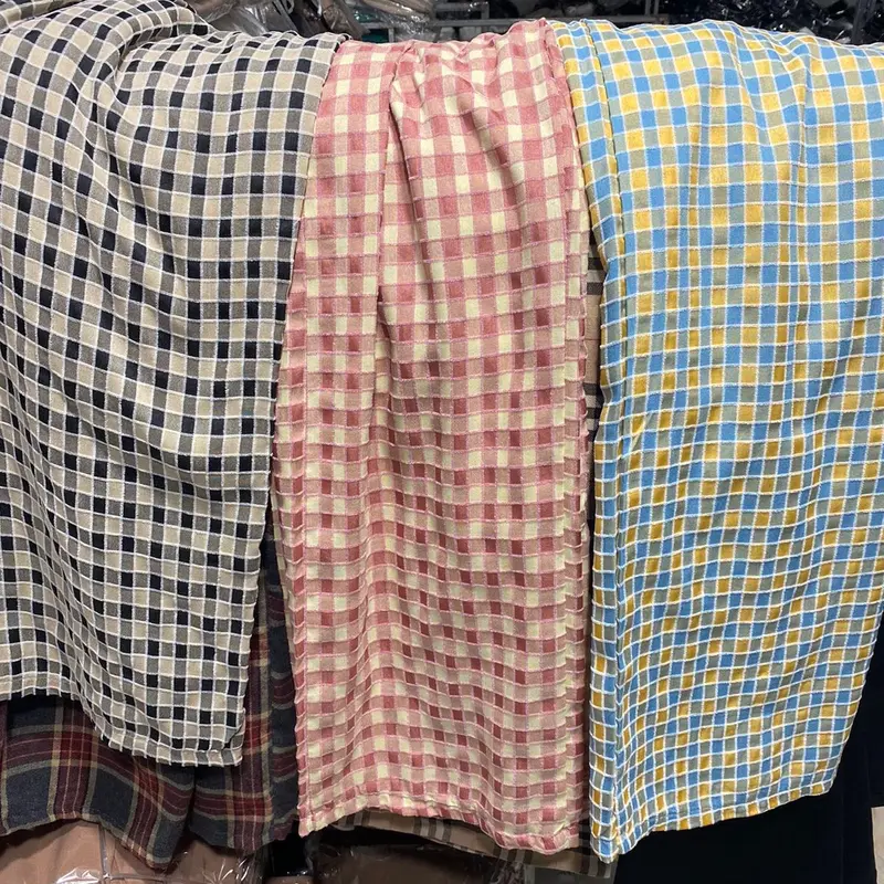 Quần Ống Rộng Nữ Kẻ Caro Chất Đũi Mềm Cạp Chun Dây Rút 684 Ong Pants 3