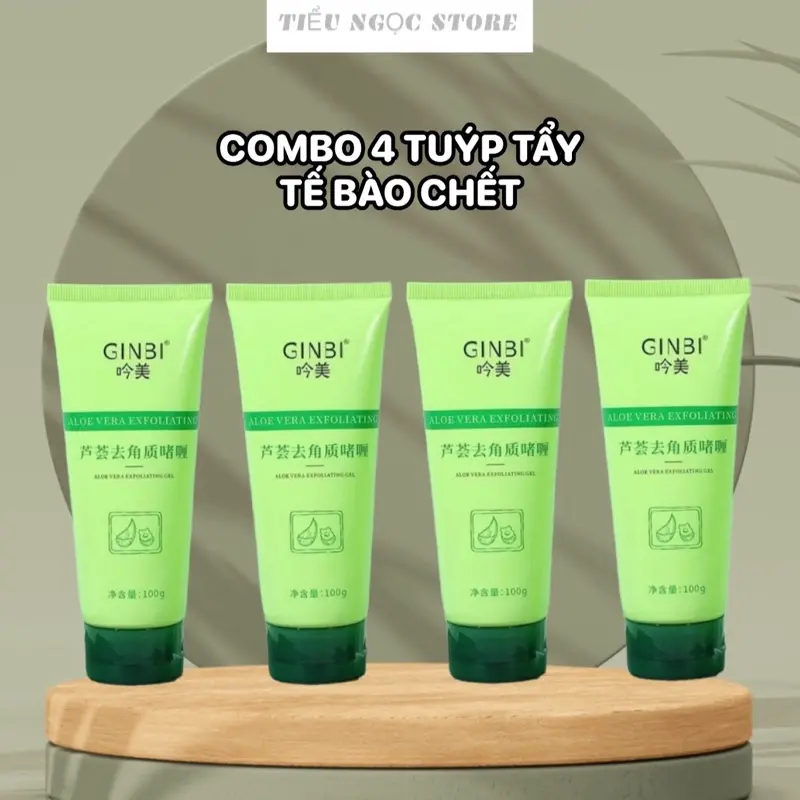 Combo 4 Tuýp Tẩy Tế Bào Chết GINBI Chiết Xuất Từ Nha Đam Giữ Ẩm Sạch Sâu