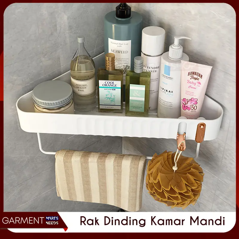 Rak Kamar Mandi Gantungan Sudut Sabun Sampo Odol Tanpa Bor Toilet Handuk Bumbu Tempel Serbaguna Dapur 2