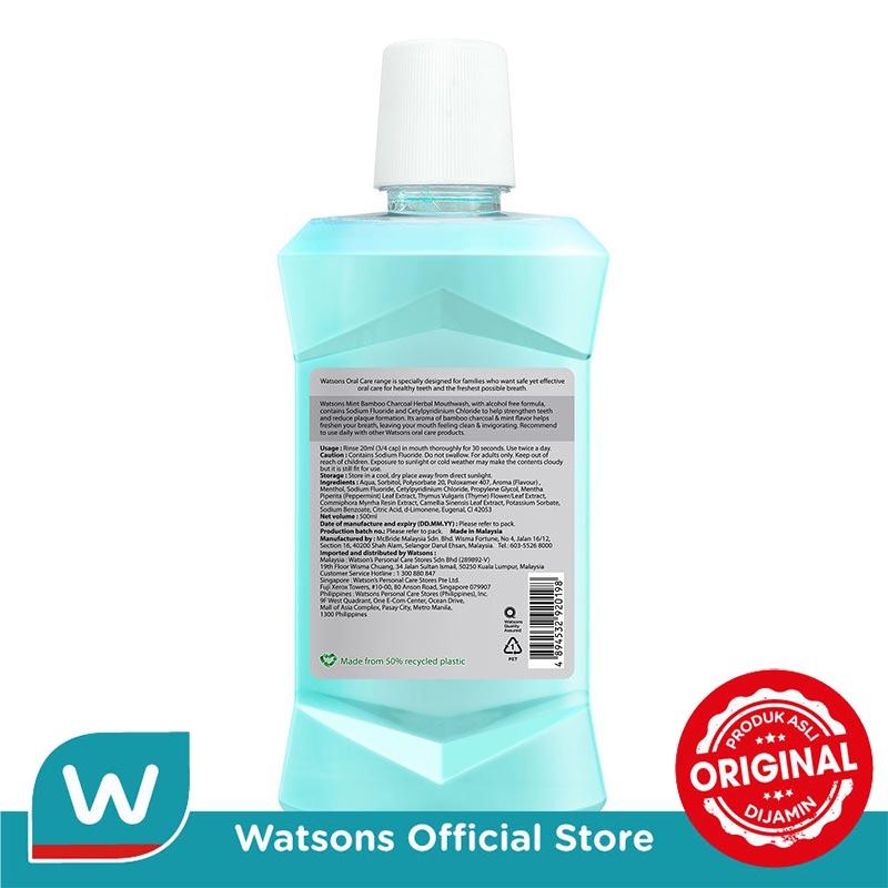 Watsons Mint Bamboo Charcoal Herbal Mouth Wash 500ml 2
