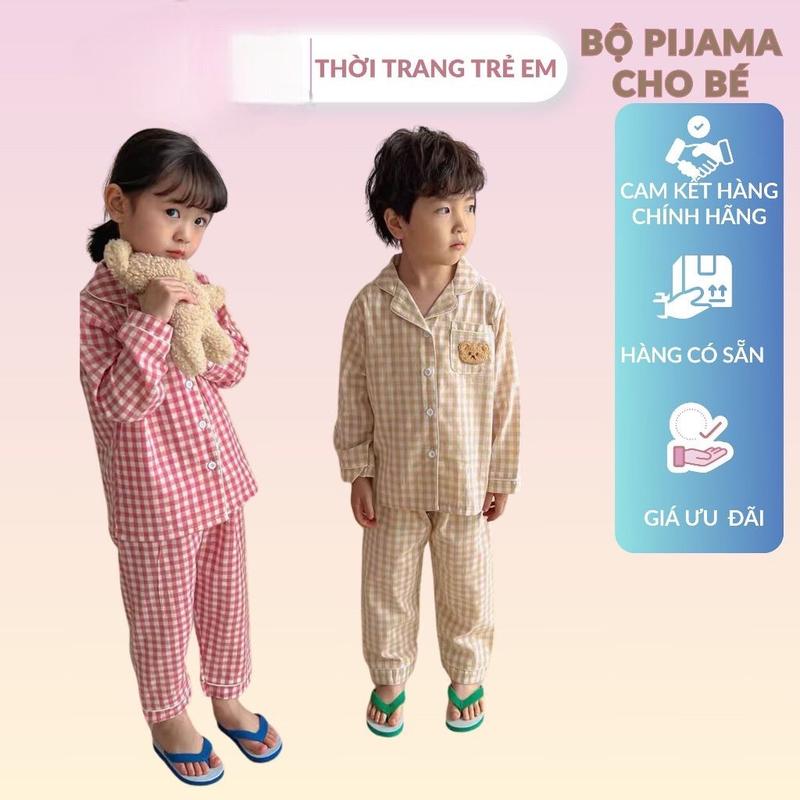 8-40KG Bộ Ngủ Pijama DÀI Phong Cách Hàn Quốc Cho Bé Trai Bé Gái - Chất Liệu Kate Lụa Siêu Mát Cực Thích